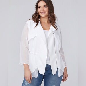 LB White Jacket Chiffon Sleeves & Hem